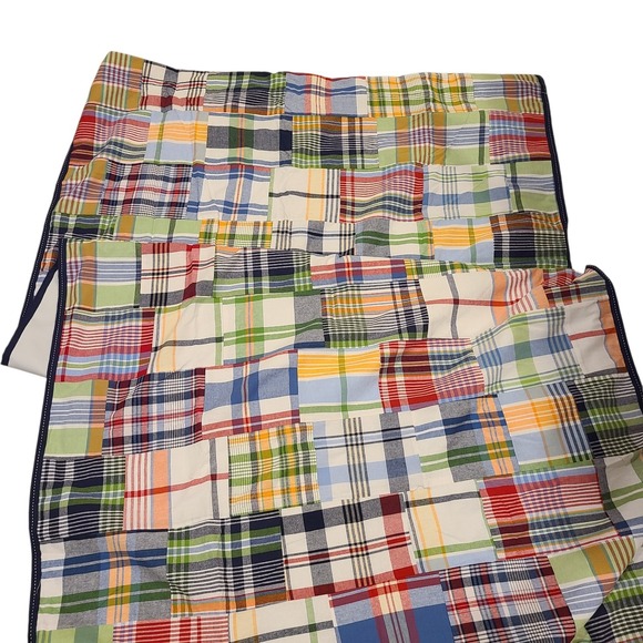 2 Pottery Barn Kids Madras Patchwork Plaid Blackout Curtain Panels 45"x 84" EUC - Picture 3 of 6